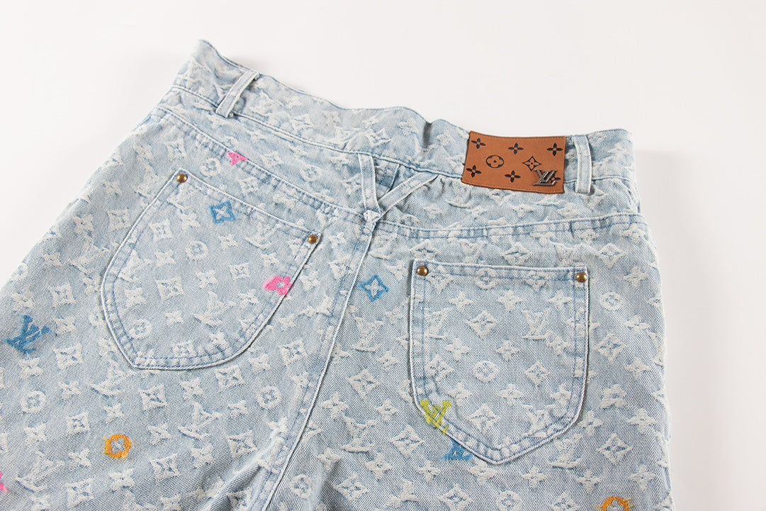 Conjunto Louis Vuitton denim monograma multicolor – Camisa + bermuda