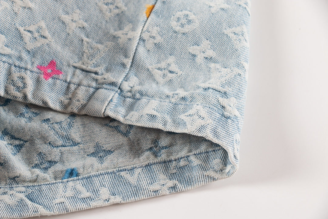 Conjunto Louis Vuitton denim monograma multicolor – Camisa + bermuda