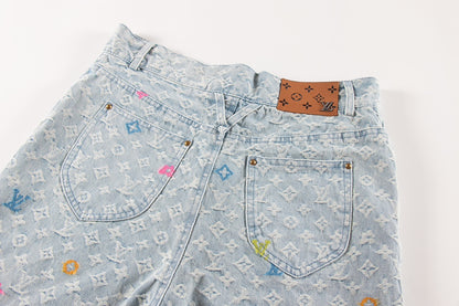 Conjunto Louis Vuitton denim monograma multicolor – Camisa + bermuda