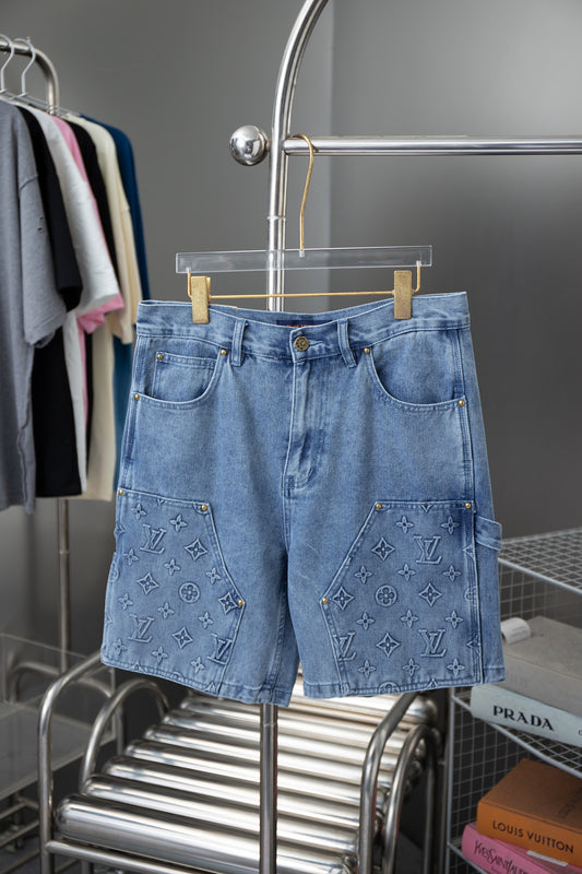 Pantalón Louis Vuitton vaquero corto azul claro – Denim premium con monograma