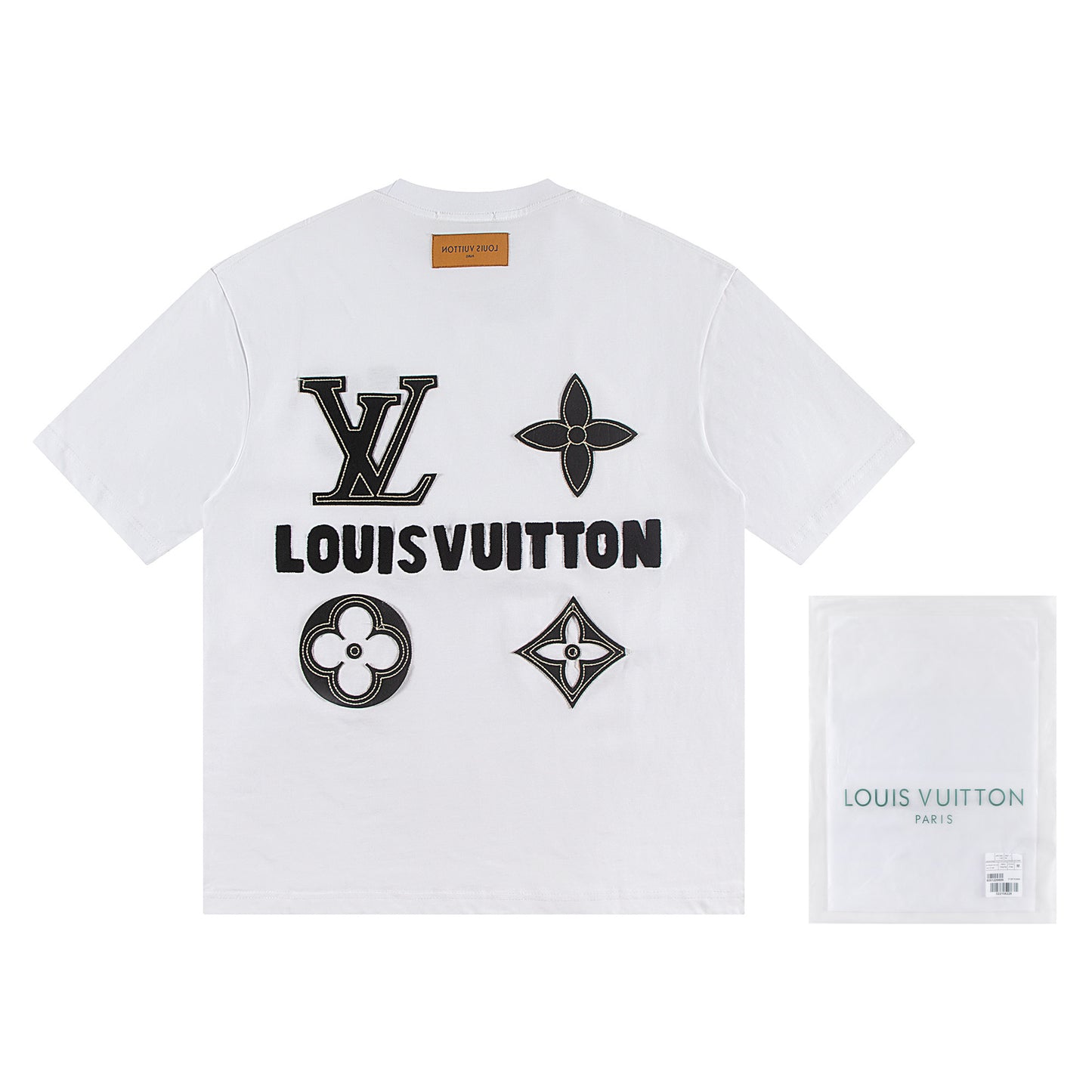 Camiseta Louis Vuitton bordada – Blanca o negra con logos premium
