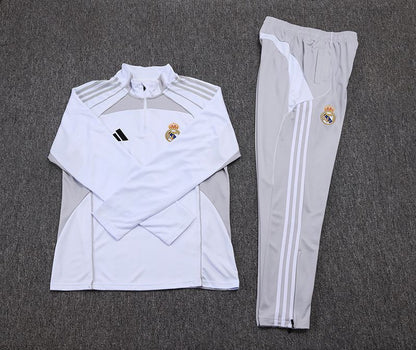 Chándal Real Madrid Blanco y Gris 2025/2026 – Conjunto de Entrenamiento