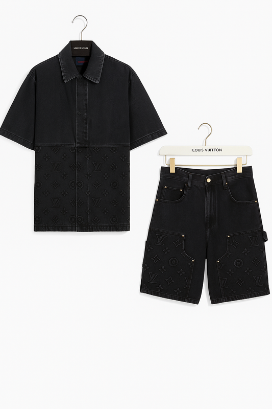 conjunto lv negro para hombre denim, vaquero.