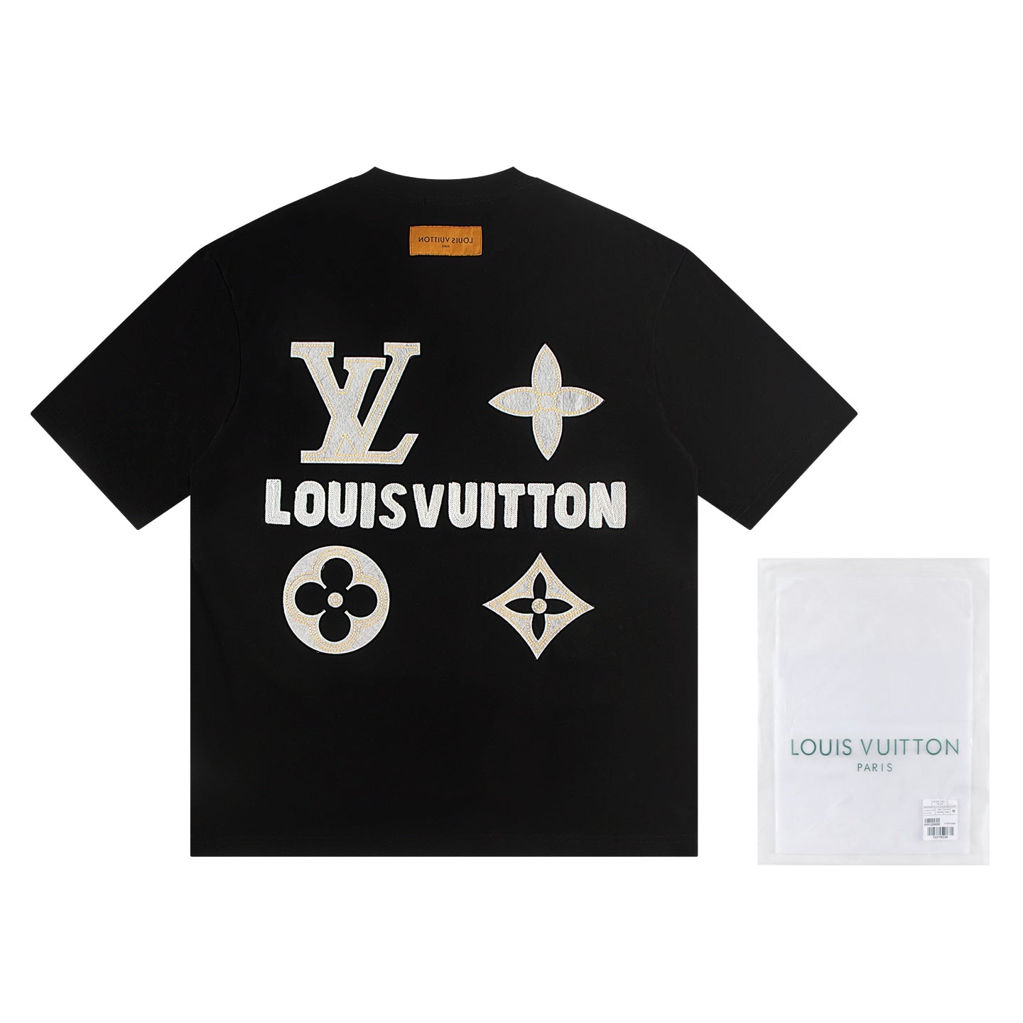 Camiseta Louis Vuitton bordada – Blanca o negra con logos premium