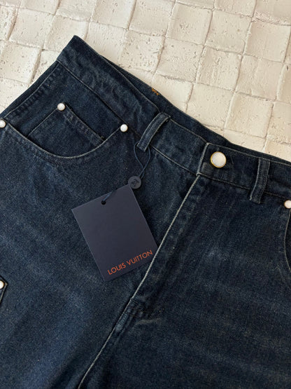 Conjunto Louis Vuitton denim negro – Camisa + pantalón