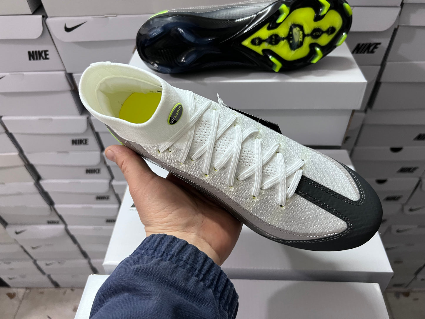 Nike Mercurial Superfly 10 Elite × Air Max 95 Neon Low/High – Blanco/Gris
